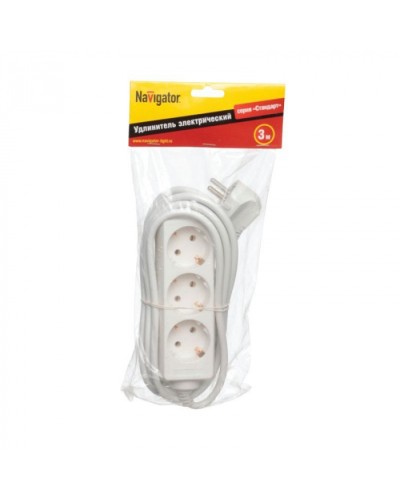 Удлинитель Navigator 94 179 NPE-S-03-300-E-3x1 с/з 3 гн. 3м в Комсомольске-на-Амуре Блоки розеток Pintop.ru