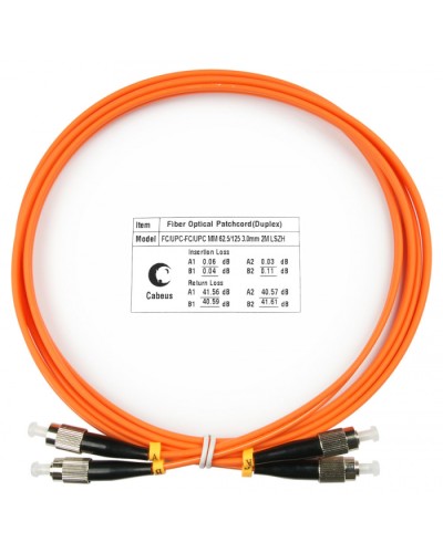 Шнур оптический duplex FC-FC 62,5/125 mm 2м LSZH Cabeus FOP-62-FC-FC-2m в Комсомольске-на-Амуре Патч-корды оптические Pintop.ru