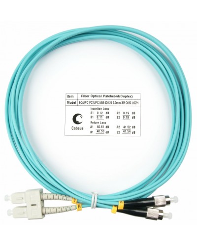 Шнур оптический duplex SC-FC 50/125 mm OM3 3м LSZH Cabeus FOP-50-SC-FC-3m в Комсомольске-на-Амуре Патч-корды и пигтейлы Pintop.ru