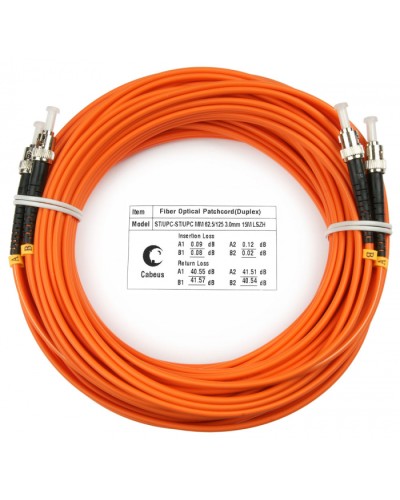 Шнур оптический duplex ST-ST 62,5/125 mm 25м LSZH Cabeus FOP-62-ST-ST-25m в Комсомольске-на-Амуре Патч-корды оптические Pintop.ru