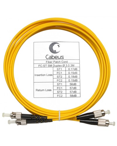 Шнур оптический duplex FC-ST 9/125 sm 3м LSZH Cabeus FOP(d)-9-FC-ST-3m в Комсомольске-на-Амуре Патч-корды оптические Pintop.ru