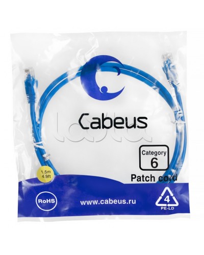 Патч-корд UTP, категория 6, 1.5 м, неэкранированный, синий Cabeus PC-UTP-RJ45-Cat.6-1.5m-BL в Комсомольске-на-Амуре Патчкорды (медные) Pintop.ru
