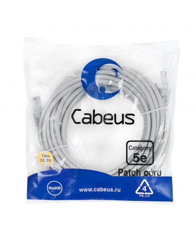 Патч-корд медный U/UTP кат.5е (15м) LSZH (серый) Cabeus (PC-UTP-RJ45-Cat.5e-15m-LSZH) в Комсомольске-на-Амуре Патчкорды (медные) Pintop.ru