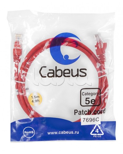 Патч-корд медный U/UTP кат.5е (1,5м) LSZH (красный) Cabeus (PC-UTP-RJ45-Cat.5e-1.5m-RD-LSZH) в Комсомольске-на-Амуре Патчкорды (медные) Pintop.ru