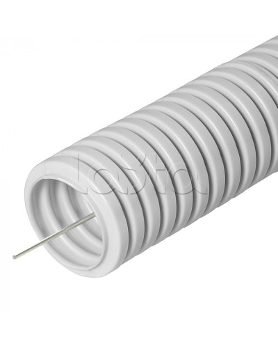 Труба ПВХ гибкая гофрированная д.16мм, лёгкая с протяжкой, 100м, цвет серый Cabeus (FCPL-16-PVC-100-1-GY) в Комсомольске-на-Амуре Труба гофрированная Pintop.ru