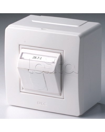 Коробка в сборе с 1 розеткой RJ45, кат.5е (телефон / компьютер), белая DKC 10665 в Комсомольске-на-Амуре Распределительные коробки Pintop.ru