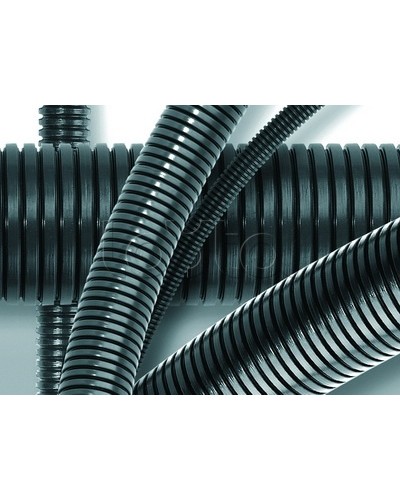 Труба ПА 6 гофр. DN48мм, ПВ-0, Dвн 47,4 мм, Dнар 54,5 мм, цвет тёмно-серый, без протяжки DKC PA604855F0 в Комсомольске-на-Амуре Гладкая труба Pintop.ru