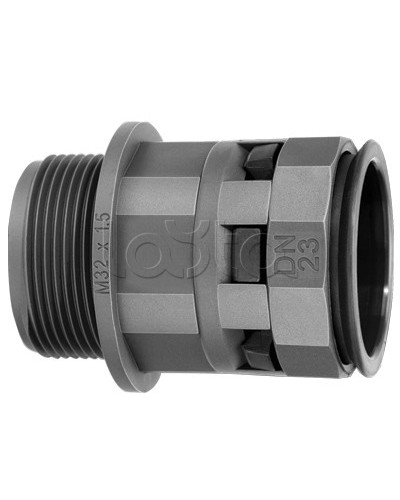 Муфта труба-коробка DN 36 мм, М50х1,5, полиамид, цвет черный DKC PAM36M50N в Комсомольске-на-Амуре Повороты, муфты, тройники Pintop.ru