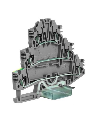 Зажим трех-уровневый c заземлением на нижнем уровне 2,5 кв.мм, серый DKC ZHL500GR в Комсомольске-на-Амуре Держатели, клипсы, скобы Pintop.ru