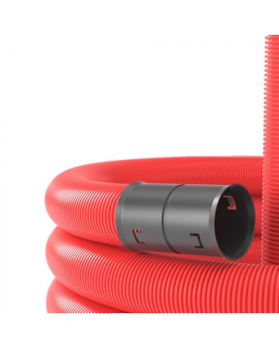 Двустенная труба ПНД гибкая для кабельной канализации д.40мм с протяжкой, SN18, 500Н, 50м, красный DKC 121940 в Комсомольске-на-Амуре Труба гофрированная Pintop.ru