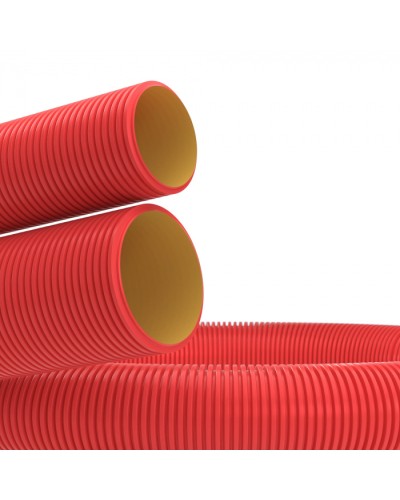 Труба гибкая двустен. 75 мм с протяжкой красная (72 м) DKC (12197572) в Комсомольске-на-Амуре Труба гофрированная Pintop.ru