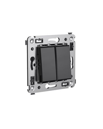 Выключатель двухклавишный в стену, Avanti, Черный квадрат DKC 4402104 в Комсомольске-на-Амуре Аксессуары для стоек и шкафов Pintop.ru