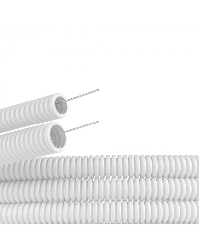 Труба ПЛЛ гибкая гофр. не содержит галогенов д.20мм, ПВ-0, с протяжкой,100м, цвет белый DKC (81820) в Комсомольске-на-Амуре Труба гофрированная Pintop.ru