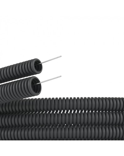 Труба гофр. самозатух. ПВХ 25 мм с зондом (50 м) черная DKC (91925B) в Комсомольске-на-Амуре Труба гофрированная Pintop.ru