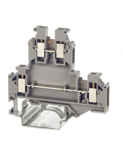 Клемма двухуровневая, винтовой зажим, 4 точки подключения, 2.5 кв.мм, серая DKC (KRUKB-3) в Комсомольске-на-Амуре Клеммные колодки Pintop.ru
