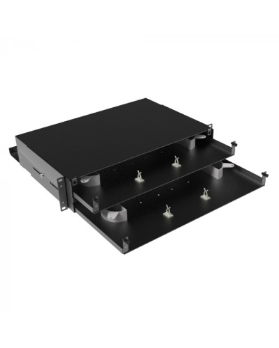 Оптическая полка выдвижная, без лицевой панели, неукомплектованная, 2U, черная DKC RNFPE2U48 в Комсомольске-на-Амуре Полки для шкафов и стоек Pintop.ru