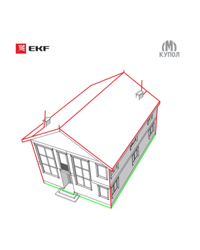 Комплект молниезащиты частного дома габ. 15х18м EKF PROxima (lp-15x18) в Комсомольске-на-Амуре Электротехническое оборудование Pintop.ru