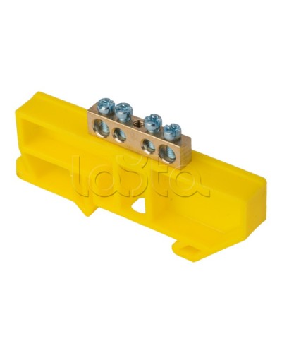 Шина 0 N (6х9мм) 4 отверстия латунь желтый изолятор на DIN-рейку EKF PROxima (sn0-63-04-dz) в Комсомольске-на-Амуре Аксессуары для стоек и шкафов Pintop.ru