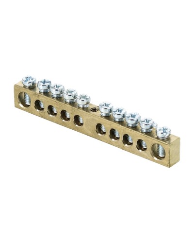 Шина PEN ноль-земля (6х9мм) 10 отверстий латунь крепеж по центру розничный стикер EKF PROxima (sn0-63-10-r) в Комсомольске-на-Амуре Аксессуары для стоек и шкафов Pintop.ru