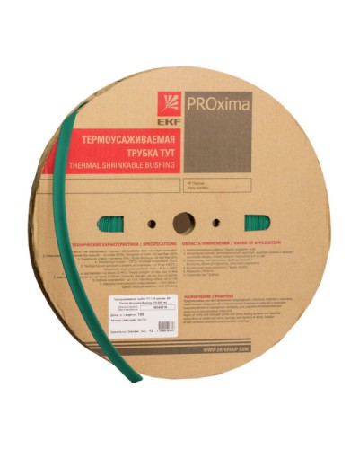 Термоусаживаемая трубка ТУТ нг 12/6 зелёная рулон EKF PROxima (tut-12-j) в Комсомольске-на-Амуре Аксессуары для кабель-канала Pintop.ru