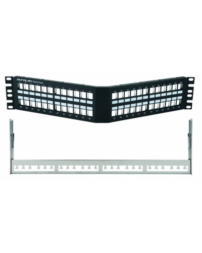 Коммутационная угловая панель 19” наборная, FTP, 2U, 48 портов, черный Eurolan (27A-00-48BL) в Комсомольске-на-Амуре Патч-панели Pintop.ru