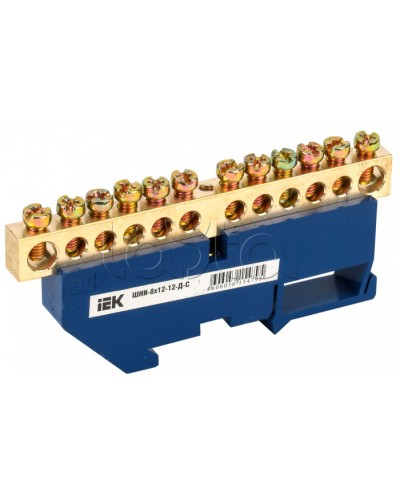 Шина N ноль на DIN-изоляторе ШНИ-8х12-12-Д-С IEK (YNN10-812-12D-K07) в Комсомольске-на-Амуре Клеммные колодки Pintop.ru