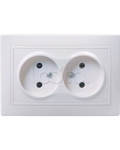 Розетка РС12-2-КБ двухместная без заземляющего контакта без защитной шторки «Кварта», 2 модуля IEK ERK23-K01-10-DM в Комсомольске-на-Амуре Аксессуары для кабель-канала Pintop.ru