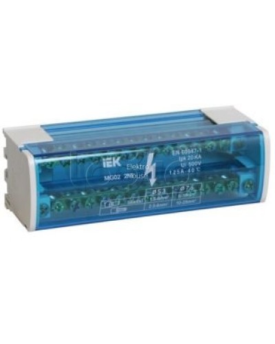 Шина «N» нулевая на DIN-рейку в корпусе 2Х15 групп IEK YND10-2-15-125 в Комсомольске-на-Амуре Аксессуары для стоек и шкафов Pintop.ru