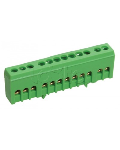 Шина ЗЕМЛЯ в корпусе изолированная на DIN-рейку ШНИ-6х9-12-К-З IEK YNN10-69-12KD-K06 в Комсомольске-на-Амуре Клеммные колодки Pintop.ru