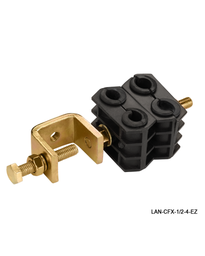 Комплект крепления для 4-х коаксиальных кабелей диаметром 3/8-1/2, со струбциной LANMASTER LAN-CFX-1/2-4-EZ в Комсомольске-на-Амуре Аксессуары для стоек и шкафов Pintop.ru