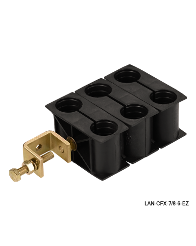 Комплект крепления для 6-ти коаксиальных кабелей диаметром 7/8, со струбциной LANMASTER LAN-CFX-7/8-6-EZ в Комсомольске-на-Амуре Аксессуары для стоек и шкафов Pintop.ru