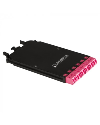 Компактная MPO кассета OM4, 12xLC, тип B, низкие потери, черная LANMASTER (LAN-MCCB-1M-12LC/OM4) в Комсомольске-на-Амуре Патч-корды оптические Pintop.ru