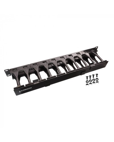 Кабельный органайзер 19 c пластиковыми пальцами глубиной 106 мм и крышкой, 1U LANMASTER (LAN-ORG-PF/S-1U) в Комсомольске-на-Амуре Кабельные органайзеры Pintop.ru