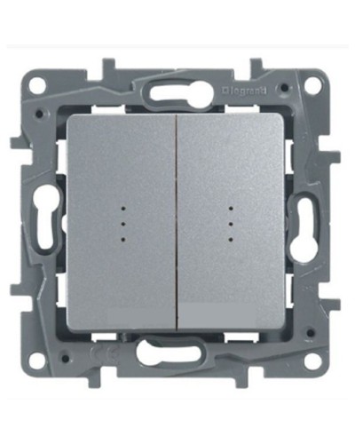 Переключатель двухклавишный с подсветкой Etika Plus 10 AX 250 В алюминий Legrand 672416 в Комсомольске-на-Амуре Аксессуары для кабель-канала Pintop.ru