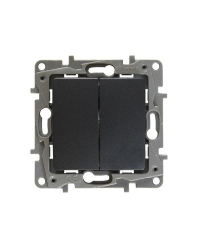 Переключатель двухклавишный Etika Plus 10 AX 250 В антрацит Legrand 672612 в Комсомольске-на-Амуре Аксессуары для кабель-канала Pintop.ru