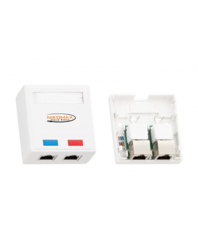 Розетка RJ45 2 порта, кат.5e белая NIKOMAX (NMC-WO2SD2-FT-ST-WT) в Комсомольске-на-Амуре Розетки компьютерные и телефонные Pintop.ru