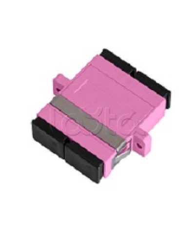 Адаптер NIKOMAX волоконно-оптический, соединительный, многомодовый, стандарта OM4, SC/UPC-SC/UPC, двойной, пластиковый, без шторки, с фланцами, маджента, уп-ка 2шт. NIKOMAX (NMF-OA2M4-FN-SCU-SCU-MG-2) в Комсомольске-на-Амуре Проходные адаптеры и розетки оптические 