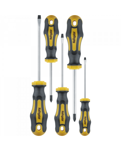 Отвёртка Navigator 95 267 NHT-Ot02-H5 (обычные, 5 шт) в Комсомольске-на-Амуре Монтажные инструменты Pintop.ru