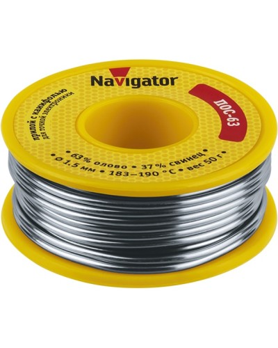 Припой Navigator 93 781 NEM-Pos05-63K-1.5-K50 (ПОС-63, катушка, 1.5 мм, 50 гр) в Комсомольске-на-Амуре Аксессуары для кабель-канала Pintop.ru
