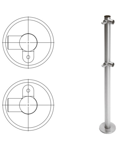 Стойка ограждения L-образная с 2-мя полупетлями слева (антик серебро) Oxgard в Комсомольске-на-Амуре Ограждения Pintop.ru