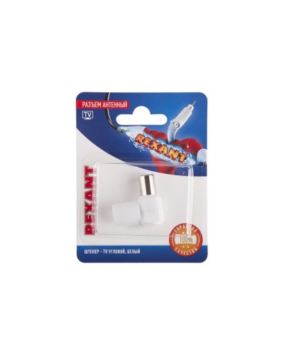 Разъем антенный, штекер TV угловой, RG-6, белый, 1 шт, REXANT 06-0014-A в Комсомольске-на-Амуре Коннекторы и разъемы Pintop.ru