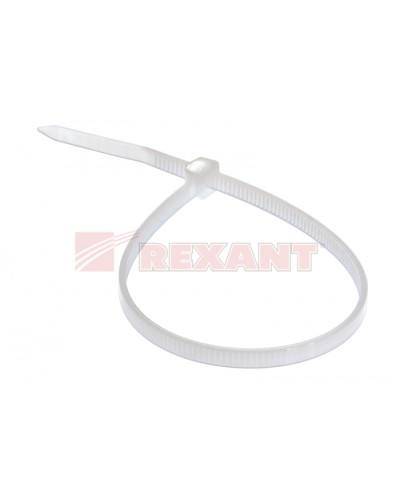Хомут-стяжка нейлоновый 5х250 мм белый (100шт/уп) REXANT 07-0250-5 в Комсомольске-на-Амуре Стяжки-хомуты Pintop.ru