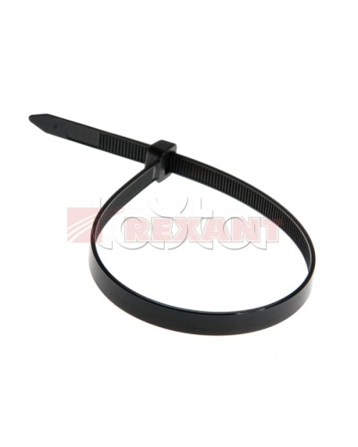 Хомут-стяжка нейлоновый, широкий 8х300 мм чёрный (100шт/уп) REXANT 07-0303 в Комсомольске-на-Амуре Стяжки-хомуты Pintop.ru
