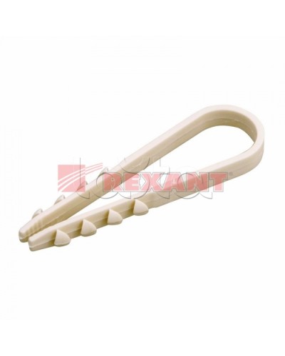 Дюбель-хомут 11-18, белый (100шт/уп) REXANT 07-4502 в Комсомольске-на-Амуре Стяжки-хомуты Pintop.ru