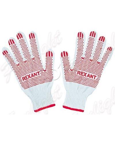 Перчатки Х/Б с покрытием ПВХ, 5 нитей, 48-50 гр. (10шт/уп) REXANT 09-0202-1 в Комсомольске-на-Амуре Аксессуары для кабель-канала Pintop.ru