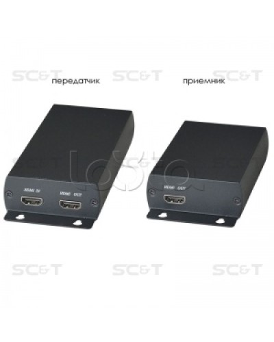 Комплект (передатчик + приёмник) для передачи HDMI по одному кабелю витой пары SC&T HE03 в Комсомольске-на-Амуре Видеоусилители, Модуляторы, Делители Pintop.ru