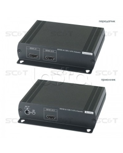 Удлинитель HDMI KVM (комплект приёмник + передатчик) по Ethernet до 120м (CAT5e) SC&T HKM01E в Комсомольске-на-Амуре Видеоусилители, Модуляторы, Делители Pintop.ru