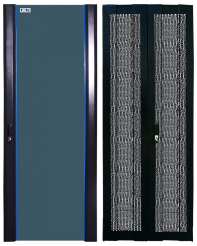 Комплект дверей 42U, 800 мм, черный, передняя - стекло, задняя - распашная перфорированна TWT TWT-CBB-DR42-8x-S-GP в Комсомольске-на-Амуре Аксессуары для стоек и шкафов Pintop.ru