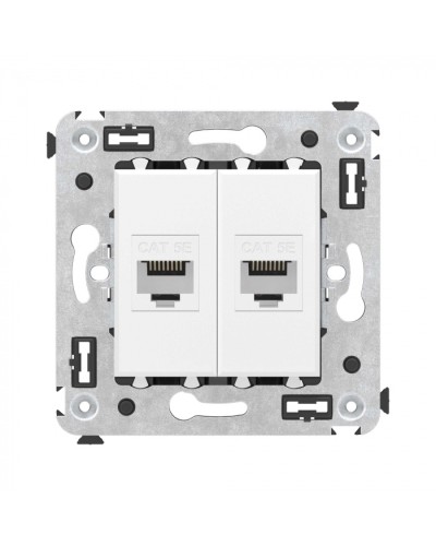 Компьютерная розетка RJ-45 без шторки в стену, кат.5е двойная, Avanti, Белое облако DKC 4400664 в Комсомольске-на-Амуре Розетки компьютерные и телефонные Pintop.ru