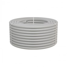 Труба ПНД-FRUF гофрир. тяжелая, с зондом, без галогена, трудногорючая, атмосферостойкая,цвет серый, диам. 25мм (50м) Экопласт (21125HFR-UF)